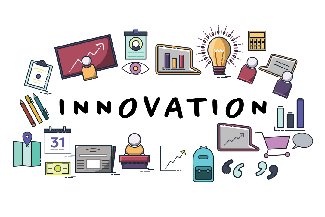 Digital Innovation Icons on Transparent Background