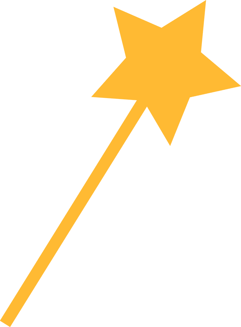 Golden Magic Wand with Star Tip Transparent Background Design