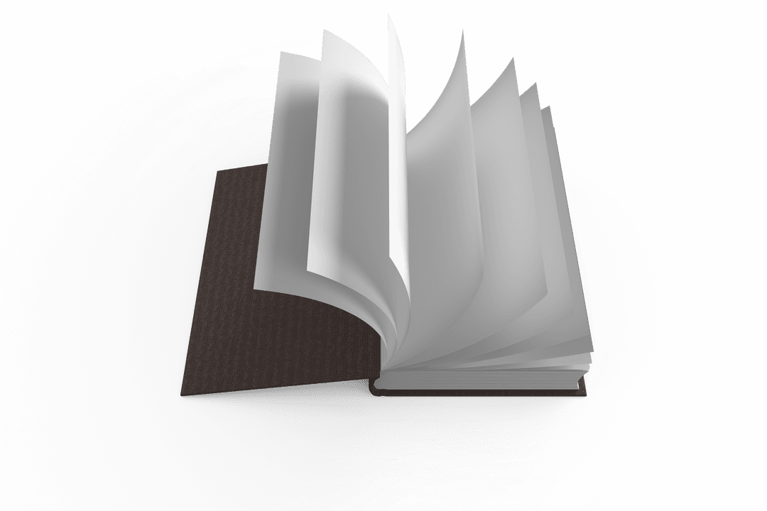 Digital PNG Illustration of Open Empty Book on Transparent Background