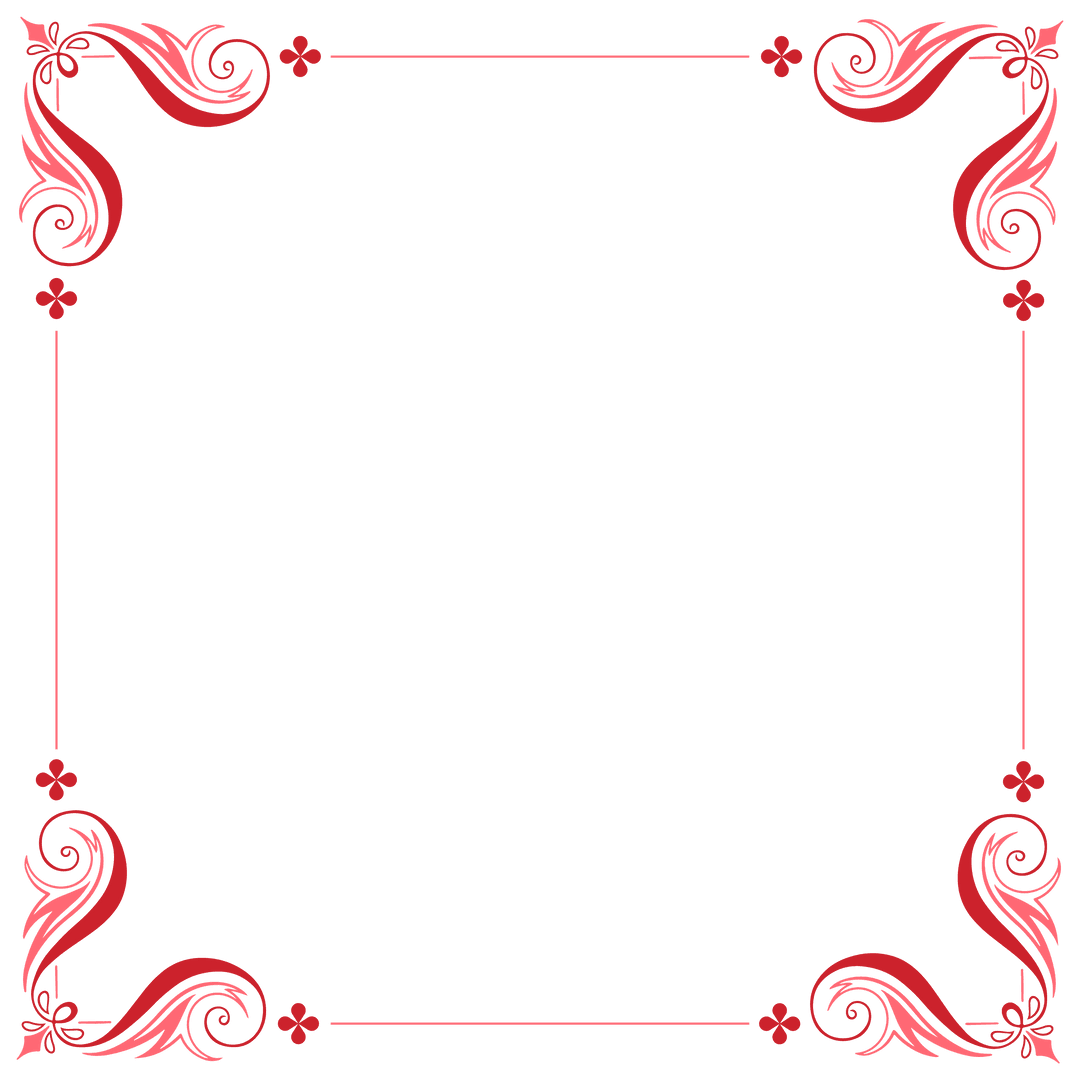 Ornate Red Border with Swirls on Transparent Background