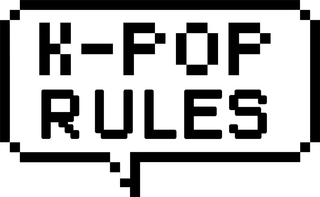 Pixel Art Speech Bubble Saying K-POP RULES on Transparent Background