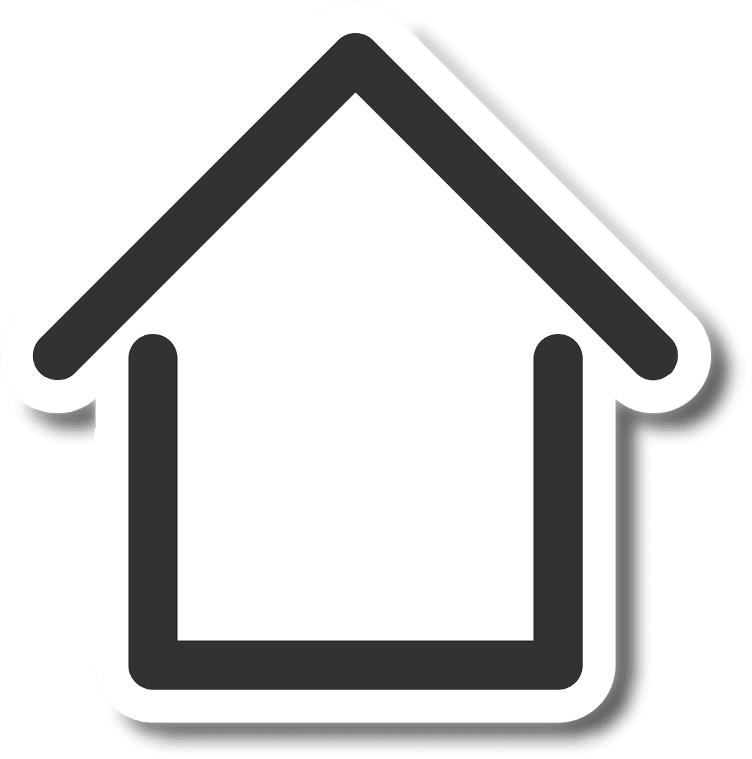 Black and White House Icon on Transparent Background