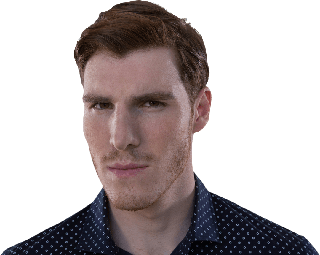 Confident Businessman Gazing Intently on Transparent Background