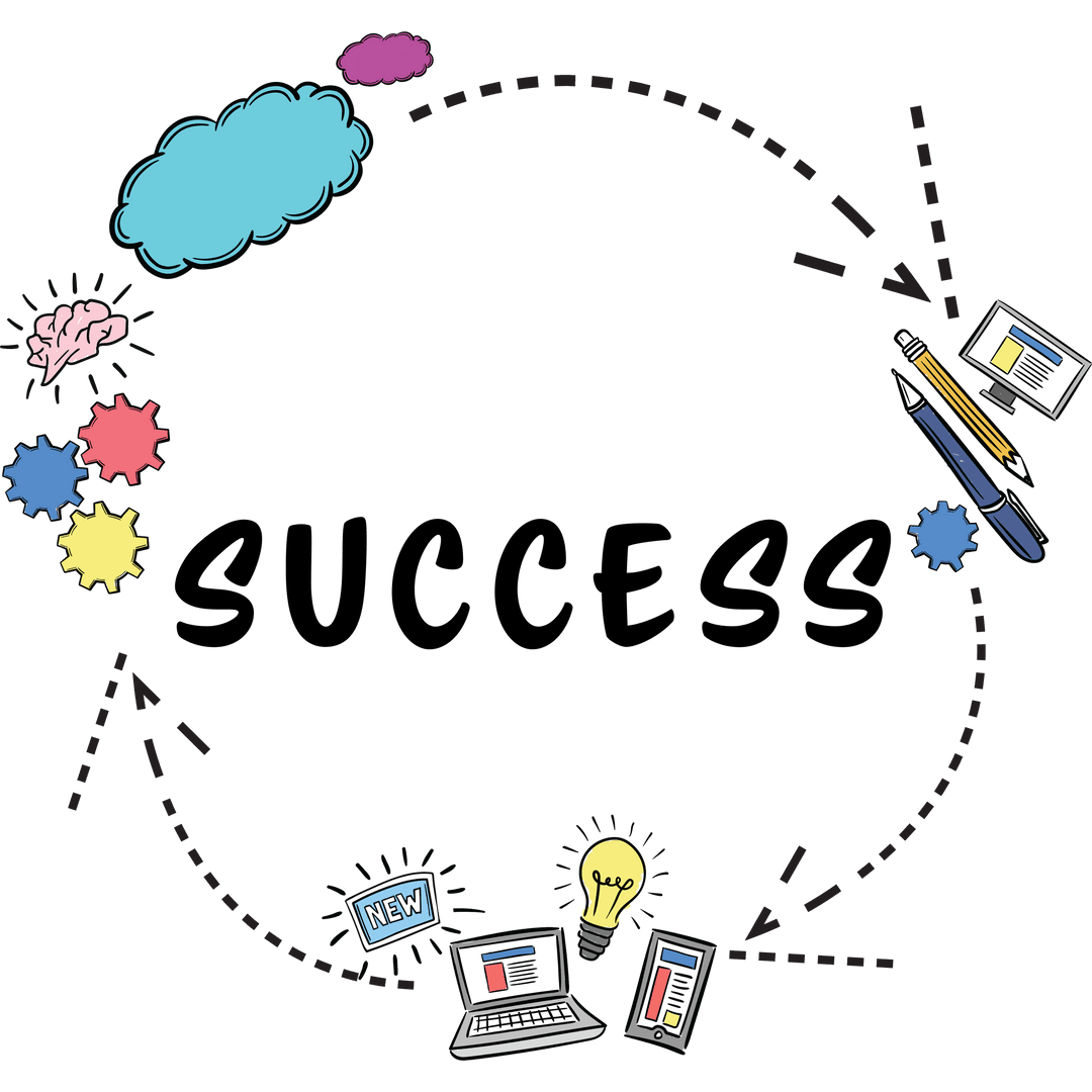 Transparent Success Blueprint with Business Symbols Illustration