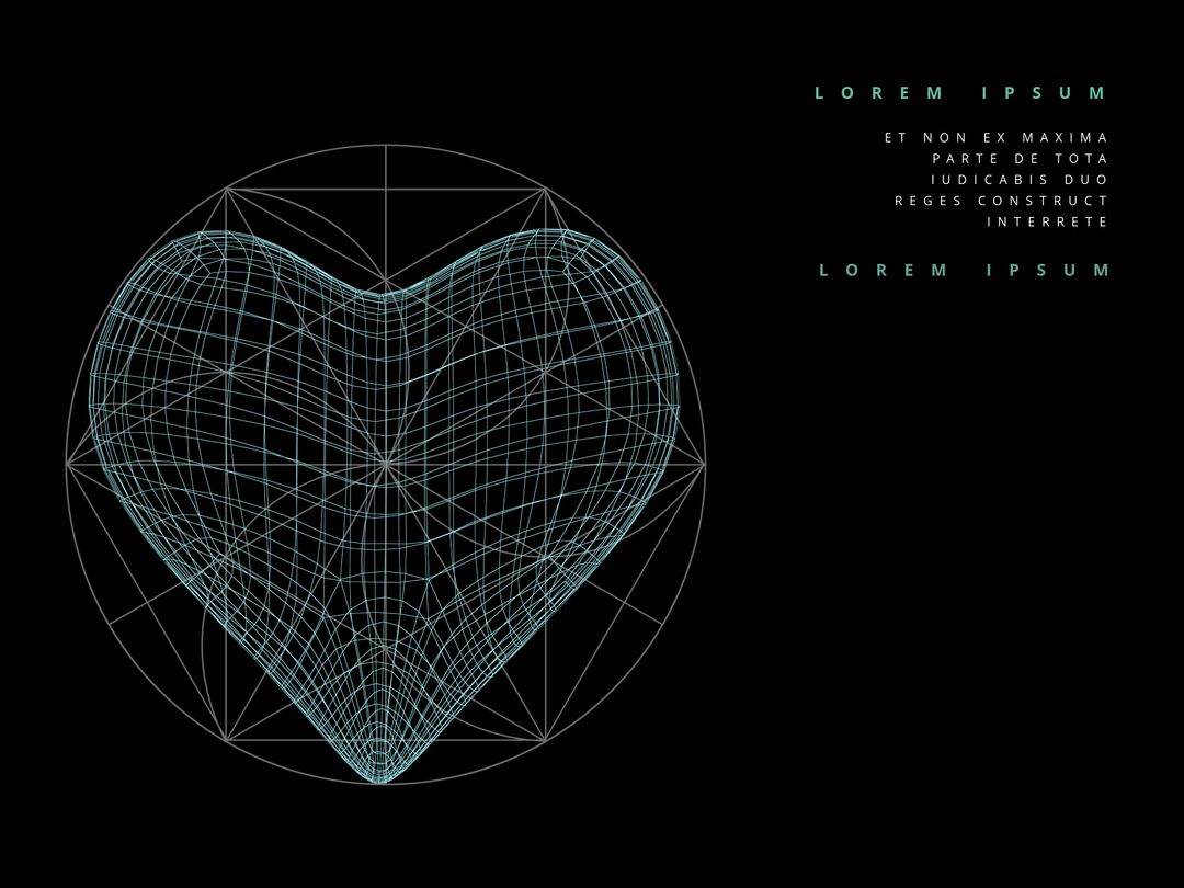 Wireframe Heart with Geometric Shapes on Black Background - Download Free Stock Templates Pikwizard.com