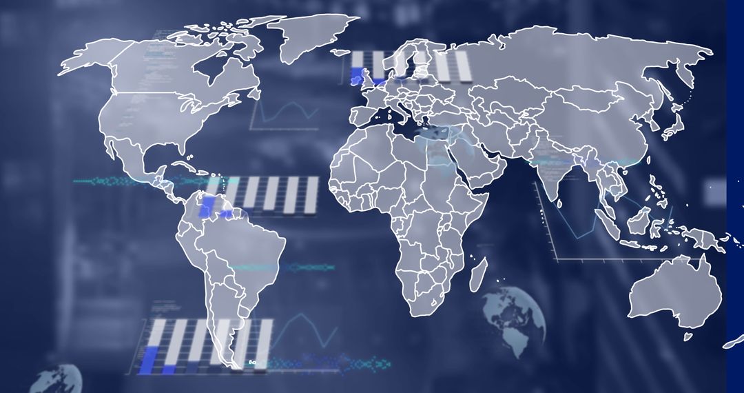 World Map with Digital Data Interface Structure