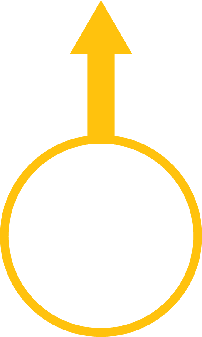 Yellow Arrow and Circle Illustration on Transparent Background