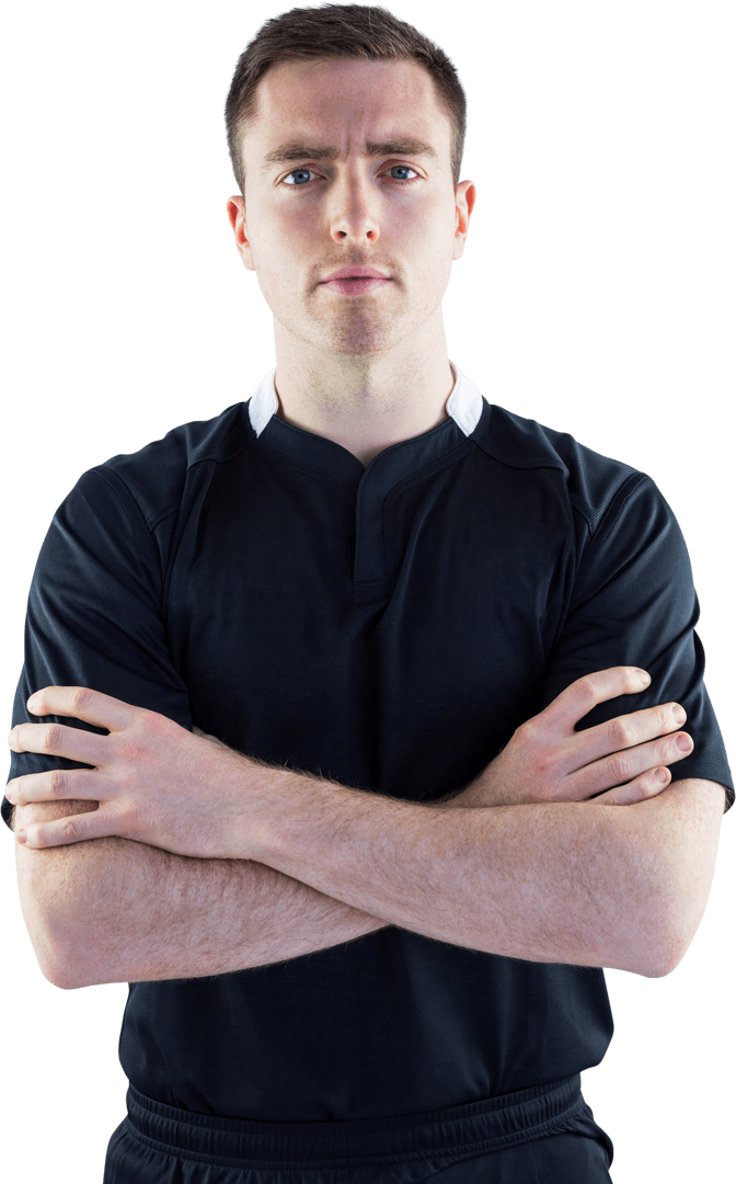 Rugby Player in Black Uniform Transparent Background