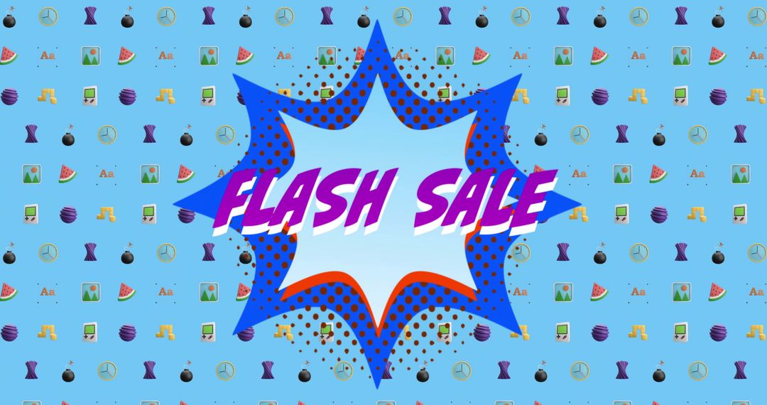 Flash Sale Graphic on Retro Patterned Background