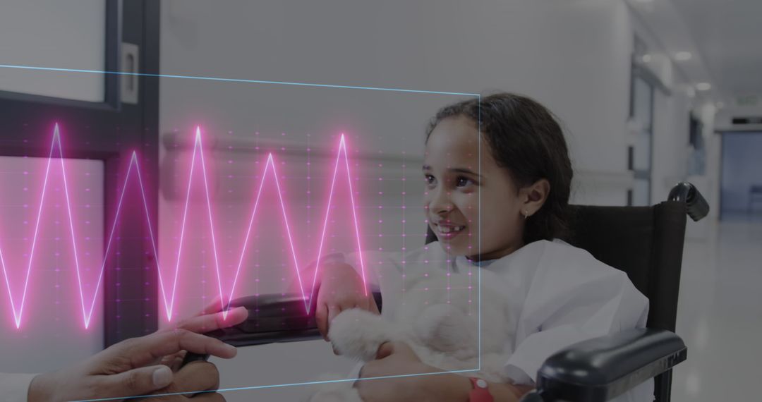 Young Patient in Hospital Engaging with Heart Monitor Technology