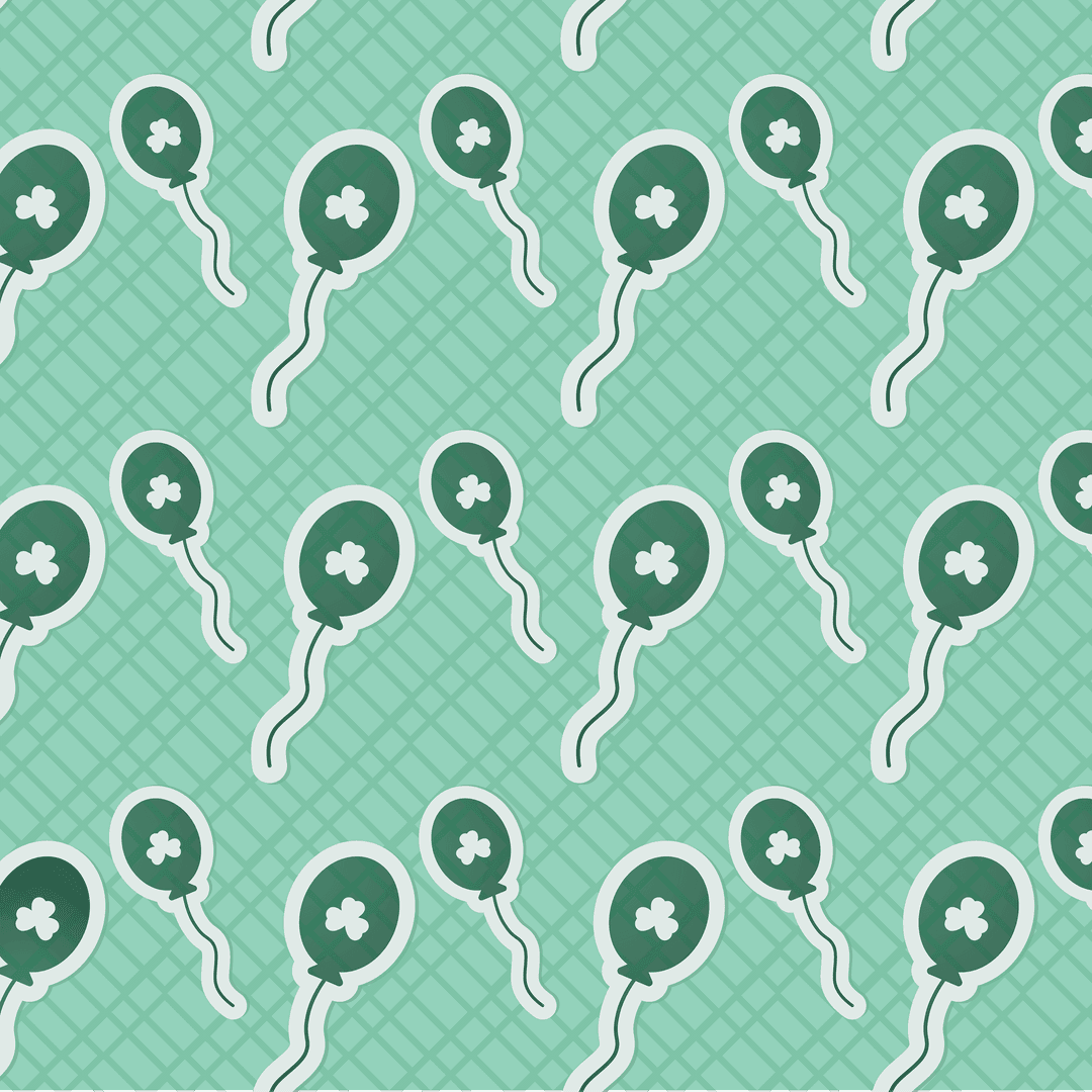 Seamless Pattern of Green Shamrock Balloons on Transparent Background