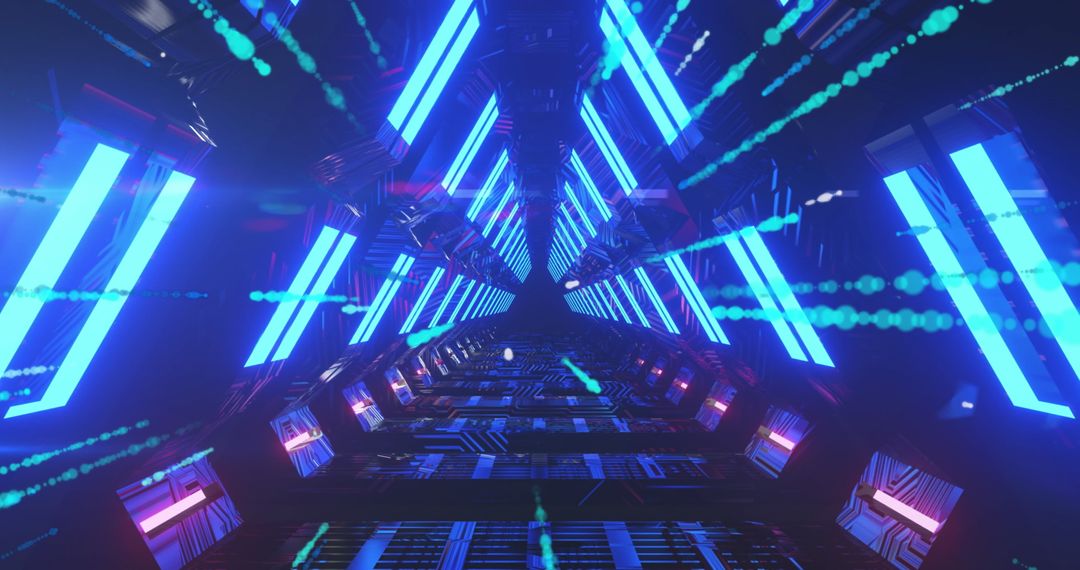 Futuristic Digital Tunnel with Bright LED Light Effects
