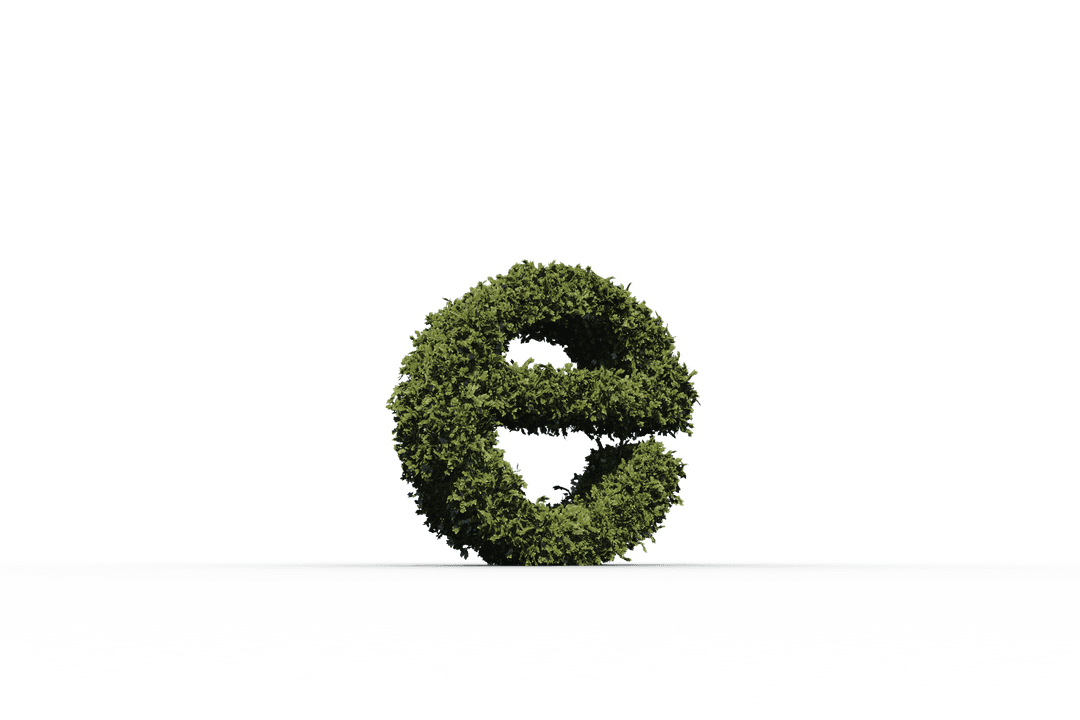 E Letter Shaped Green Leaf Bush on Transparent Background PNG