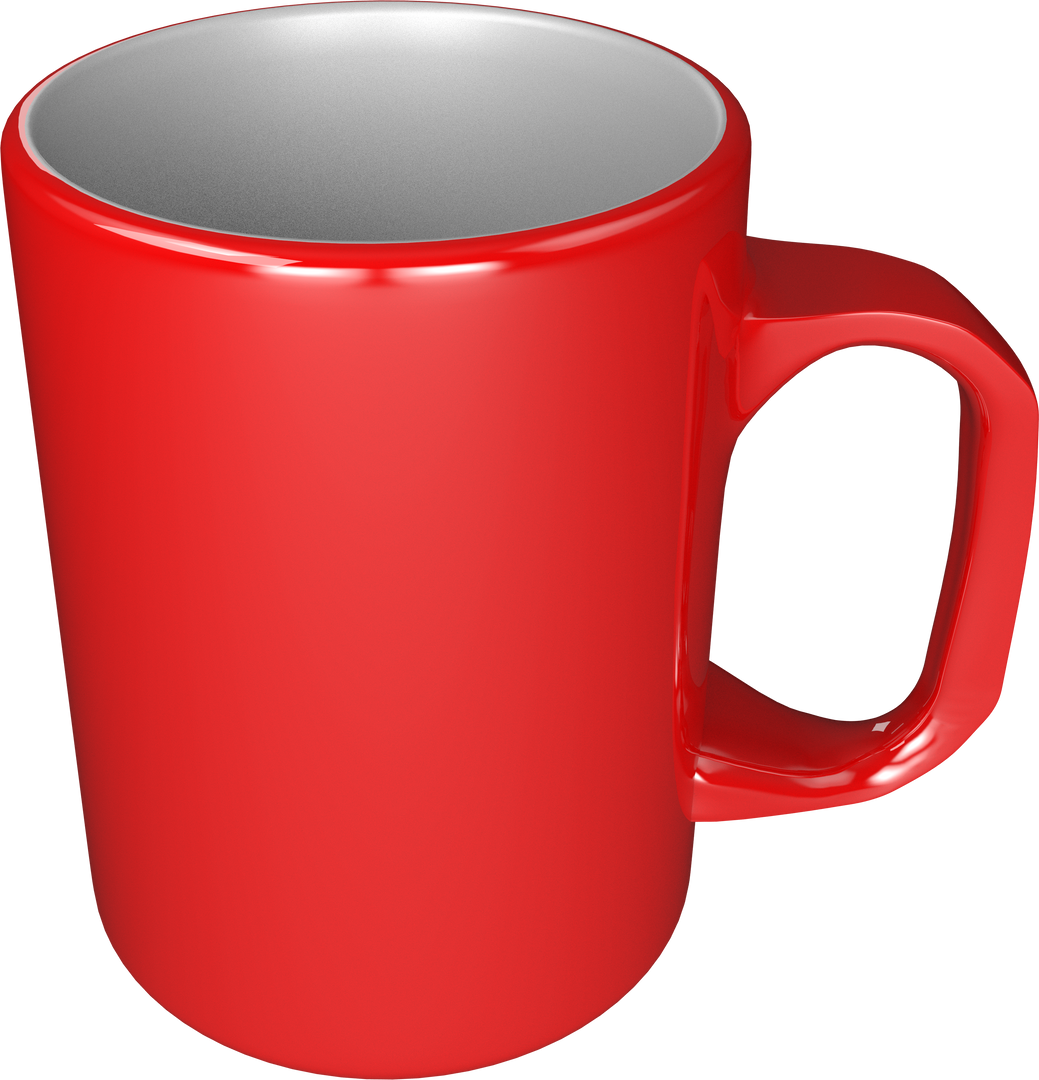 Red Coffee Mug Diamond-Shaped Handle Transparent Background PNG - Download Free Stock Images Pikwizard.com