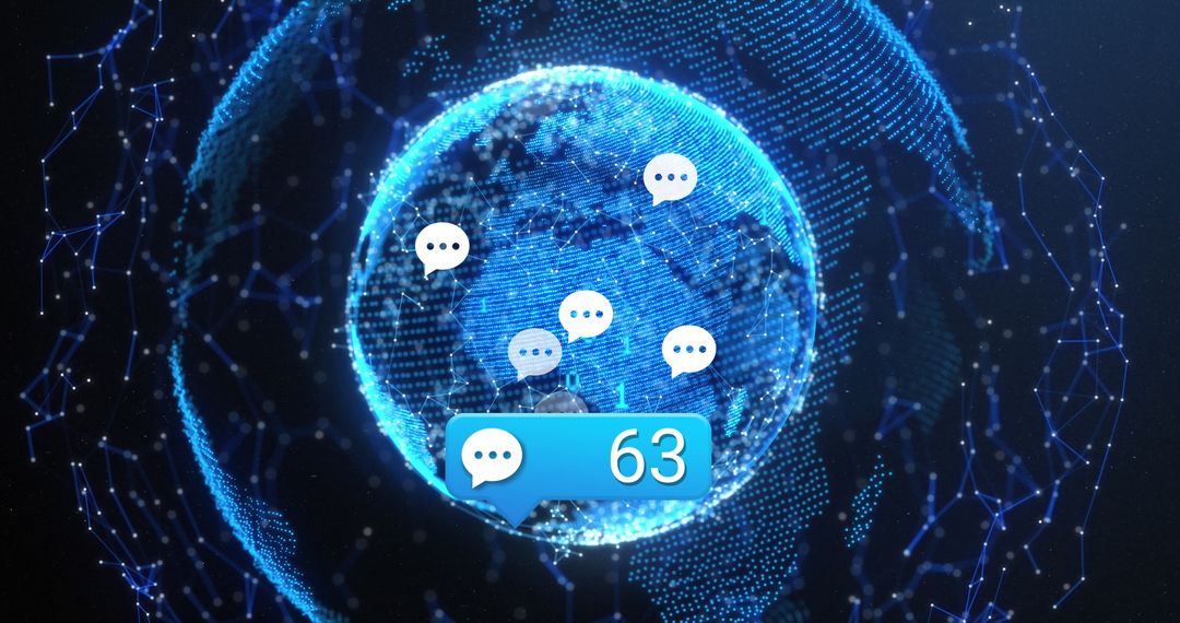Digital World Network with Messaging Icons
