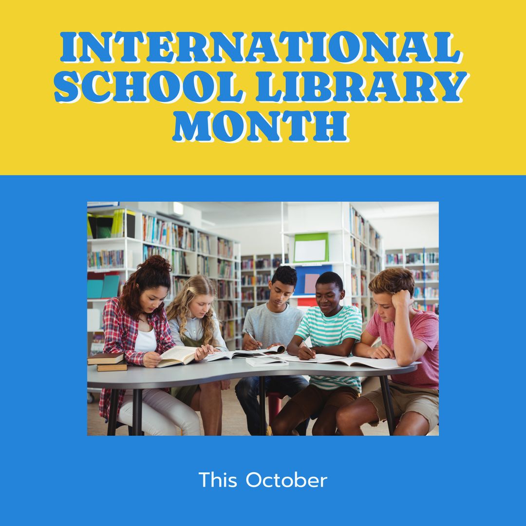 International School Library Month Celebration with Multiracial Students