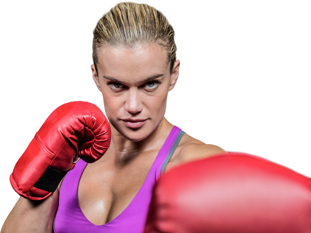 Close-up Transparent Portrait of Determined Female Boxer Wearing Red Gloves - Download Free Stock Images Pikwizard.com