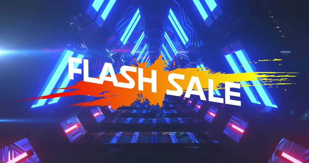 Flash Sale Advertisement with Colorful Digital Graphics