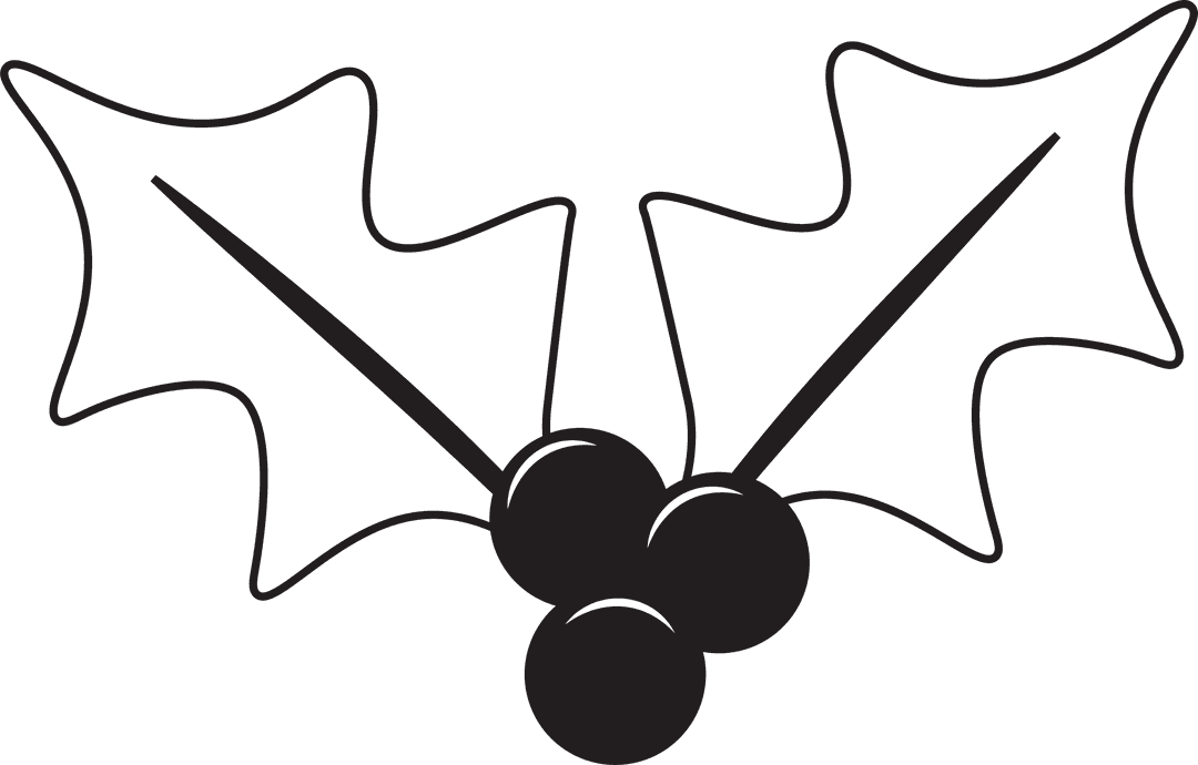 Christmas Holly Leaves and Berries on Transparent Background