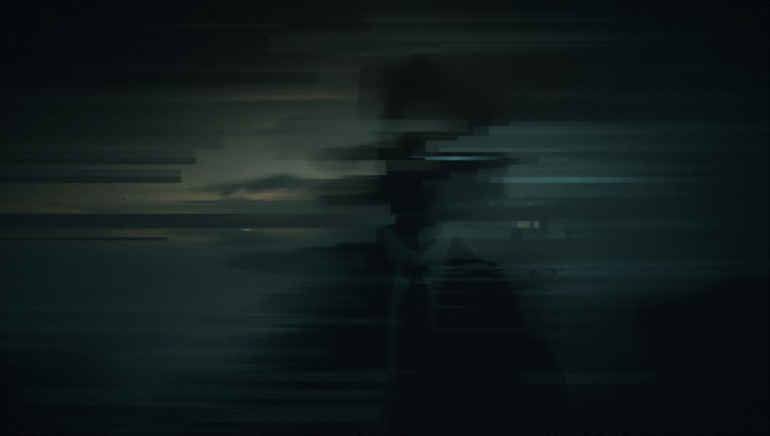 Abstract Digital Glitch Silhouette in Cyberpunk Style