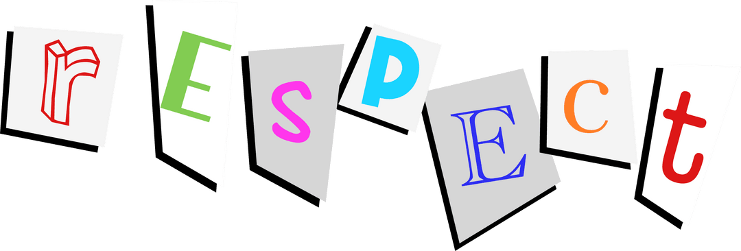 Transparent Typography Collage Spelling Respect with Cutout Letters