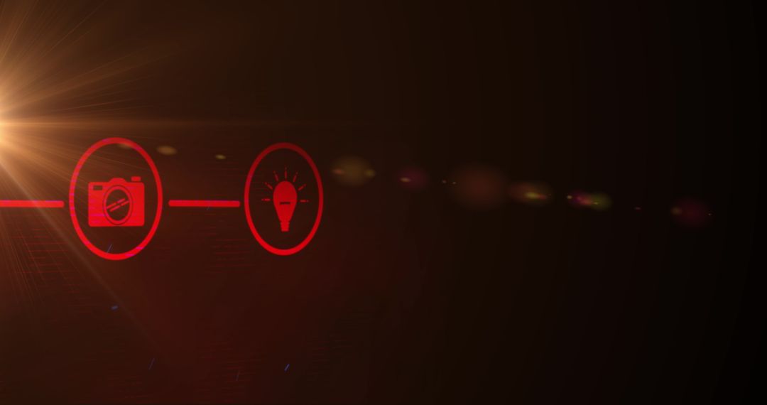 Digital Icons Network on Red Background Conceptual Design