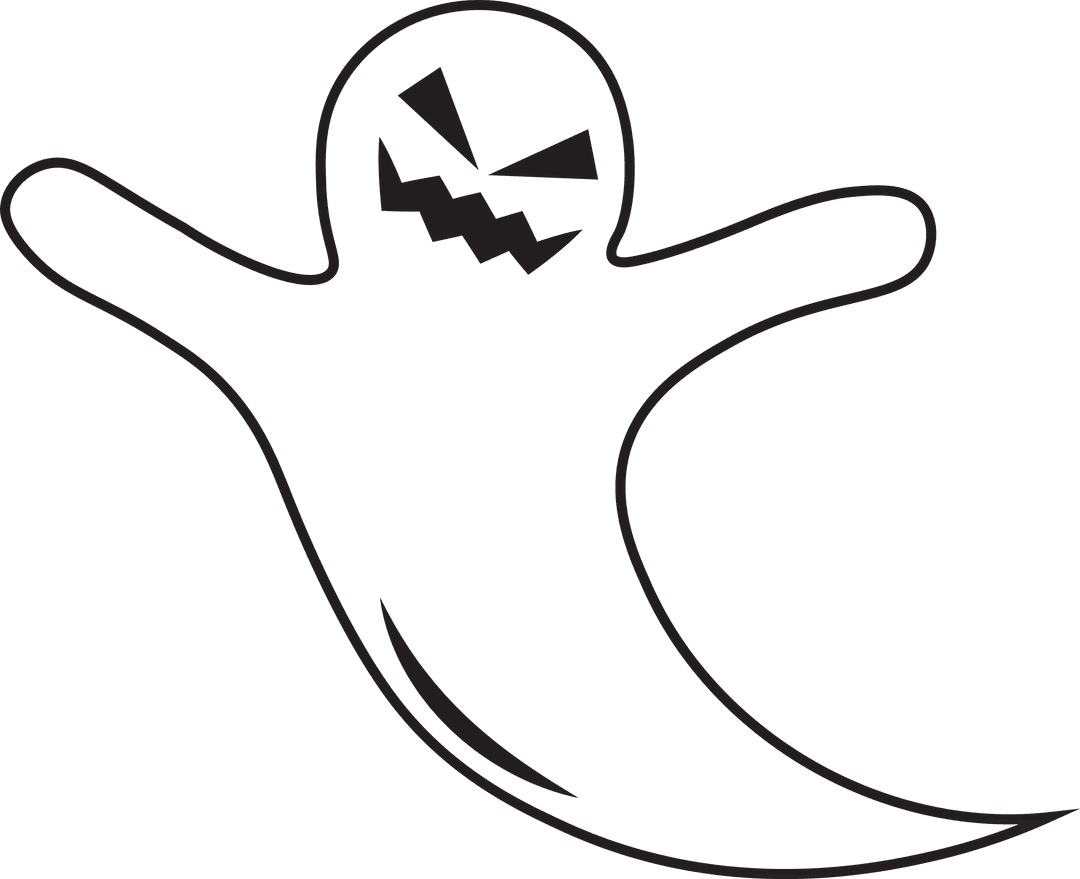 Black Ghost Silhouette on Transparent Background for Halloween Decorations