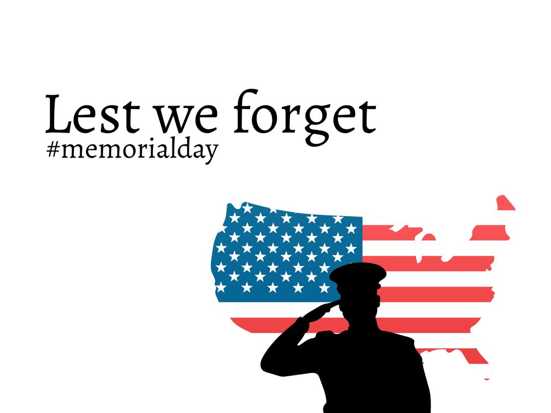 Silhouette of Soldier Saluting with American Flag for Memorial Day