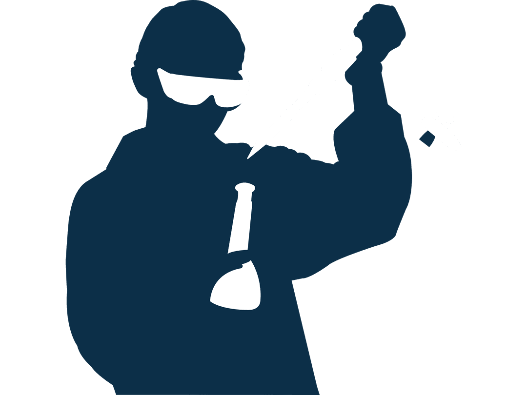 Transparent Silhouette of Scientist Conducting Laboratory Experiment