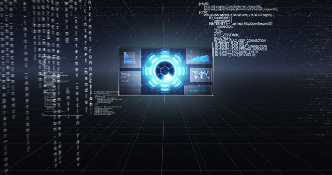 Digital Data Processing Interface with Virtual Screen - Free Images, Stock Photos and Pictures on Pikwizard.com