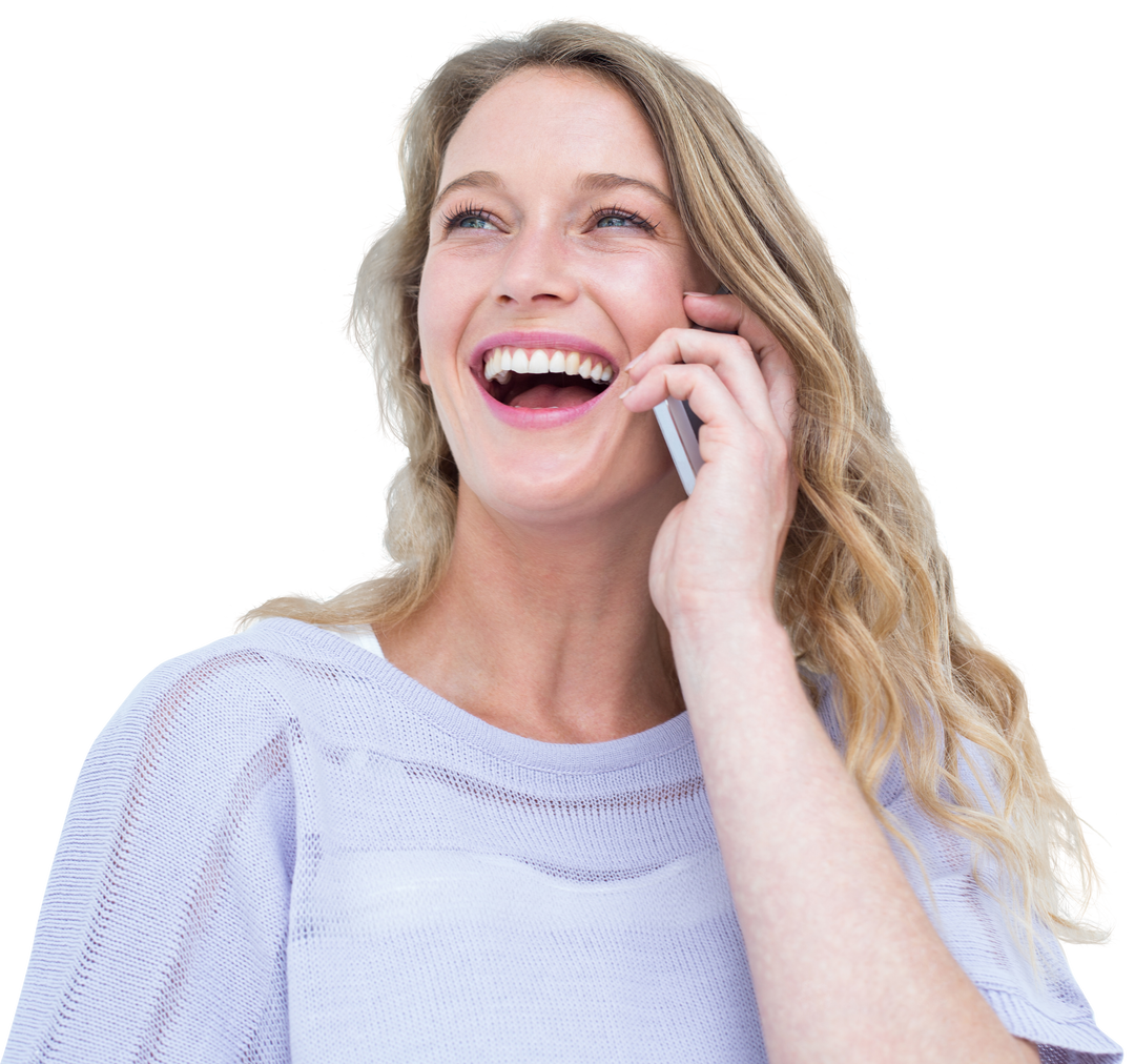 Smiling Woman Talking on Smartphone Transparent Background - Download Free Stock Images Pikwizard.com