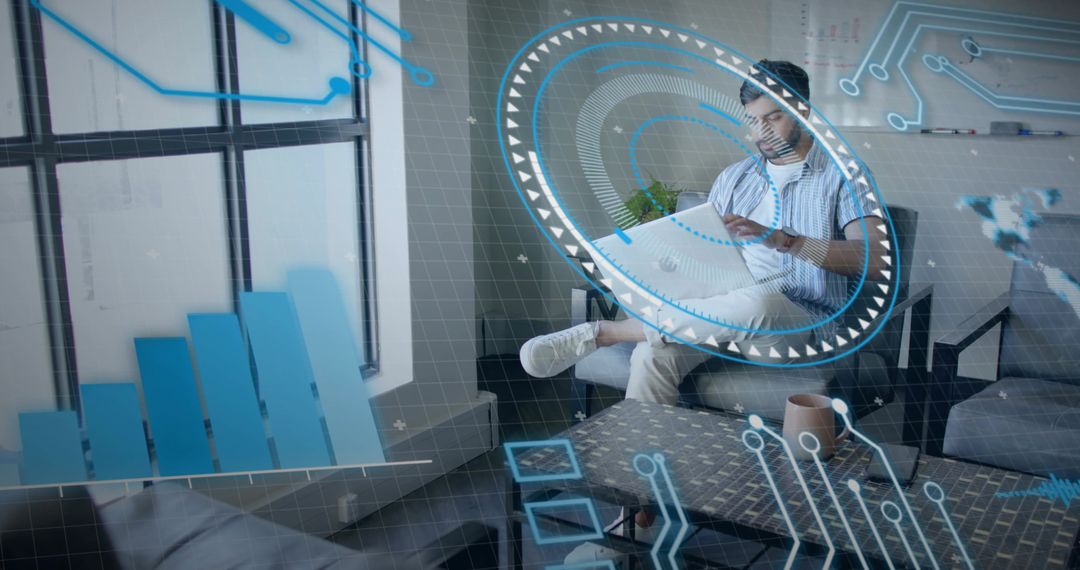 Innovative Workspace with AR Technology in Modern Office