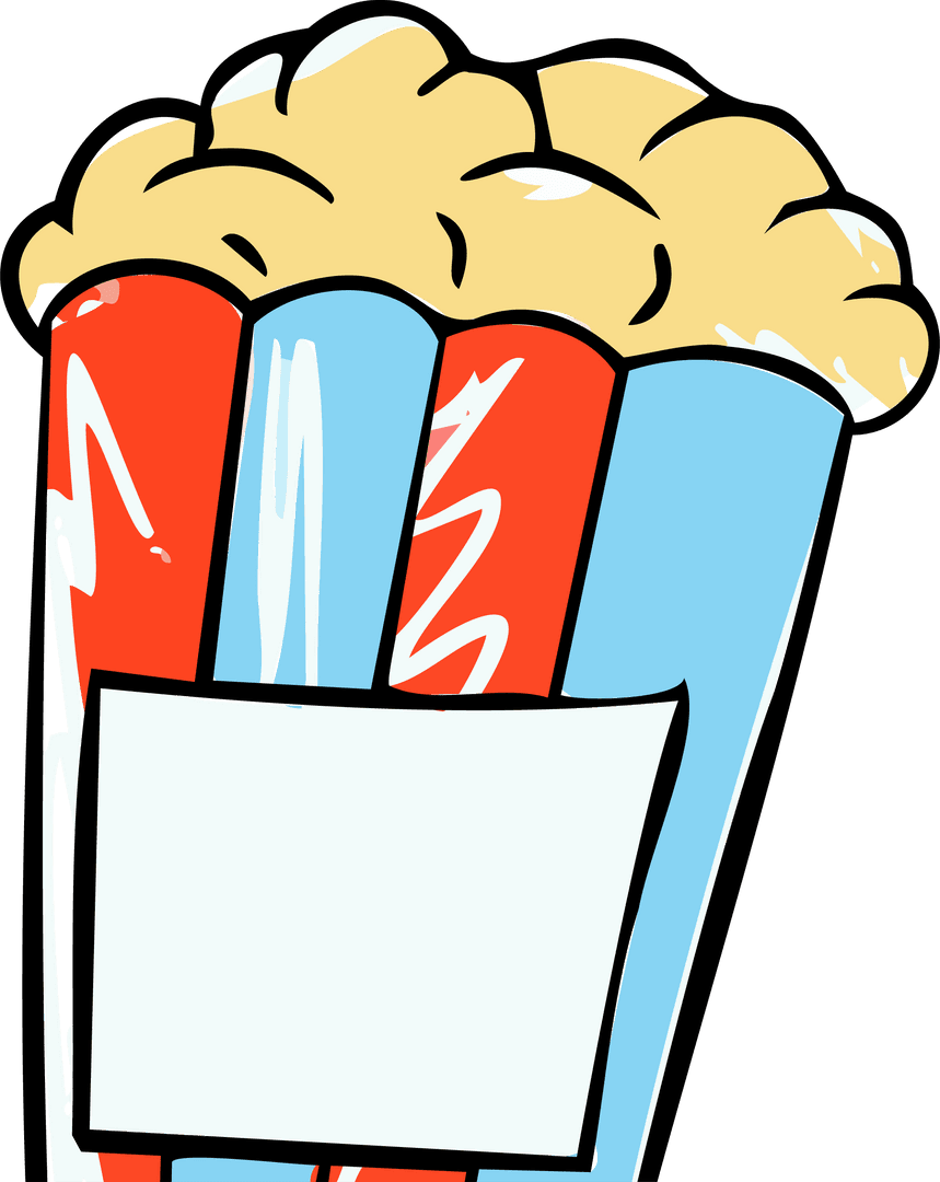 Colorful Popcorn Bucket Illustration on Transparent Background