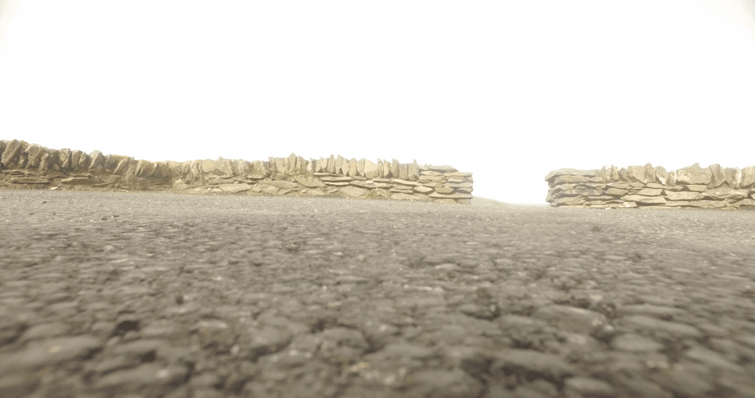 Transparent Road View with Low Stone Walls