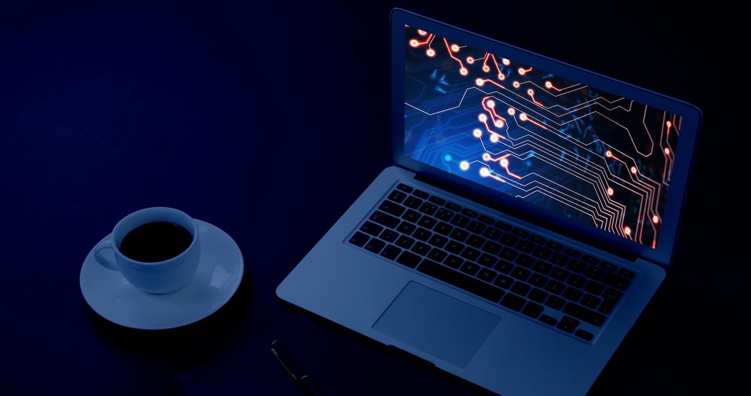 Digital Circuit Visualization on Laptop Screen in Dark Setting