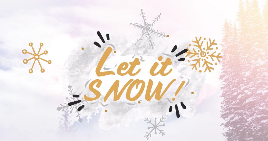 Christmas Winter Scene with Let It Snow Text Design