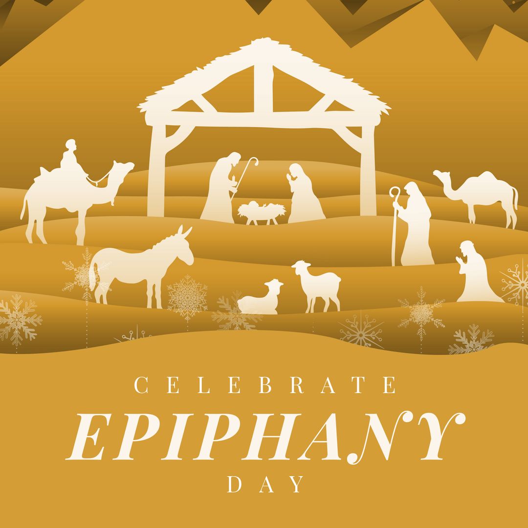 Nativity Scene in Bethlehem for Happy Epiphany Day Celebration