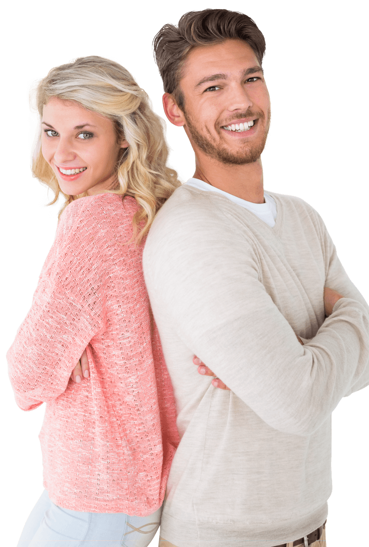 Transparent Smiling Couple with Arms Crossed