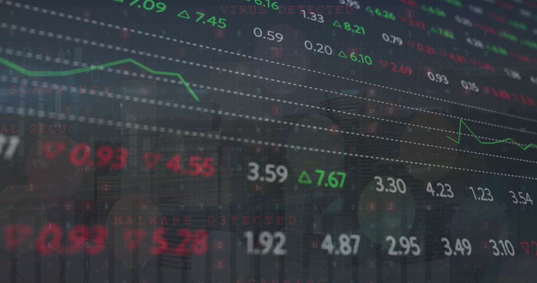 Financial Data with Cityscape in Background Illustrating Global Business