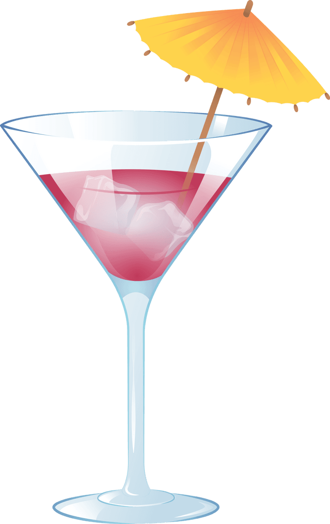 Vector Illustration of Cocktail with Umbrella on Transparent Background