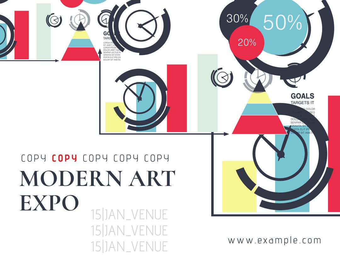 Colorful Modern Art Expo Template with Data Elements for Event Promotion - Download Free Stock Templates Pikwizard.com