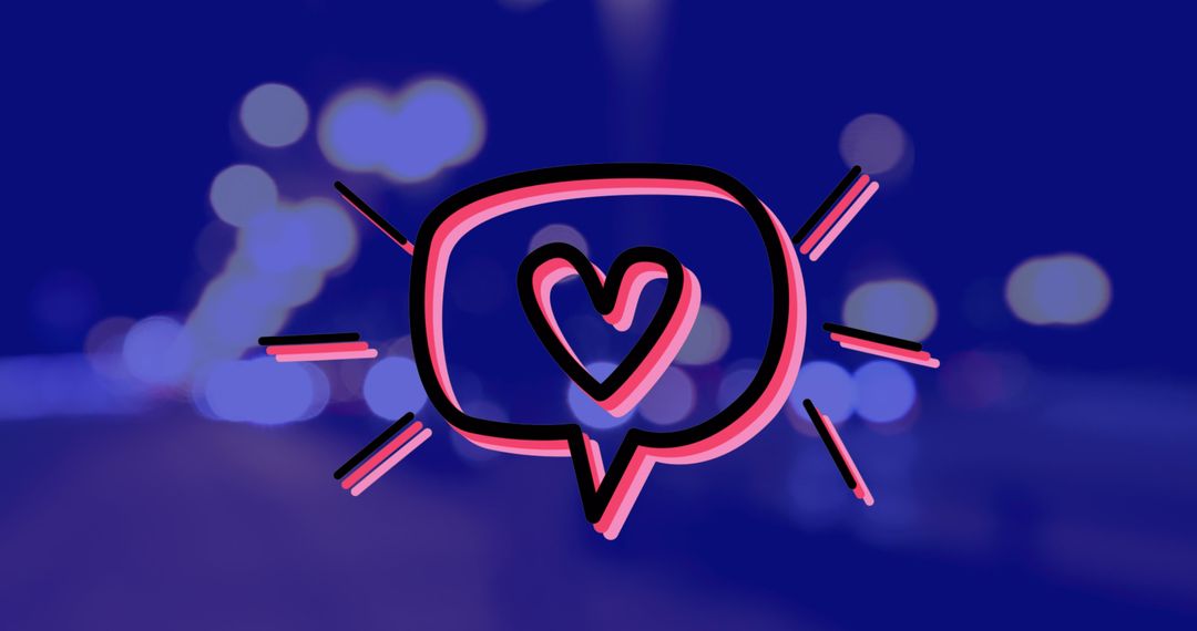 Heart Chat Icon on Blurred Night Cityscape