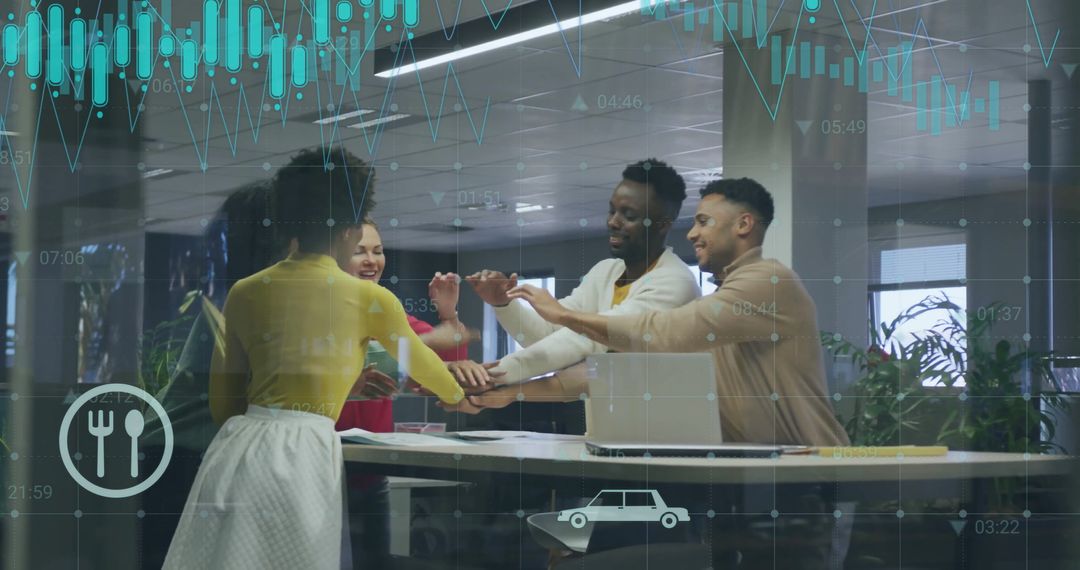 Diverse Business Team Celebrating Successful Data Analysis