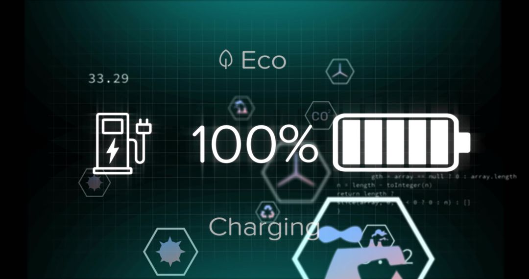 Futuristic Dashboard Displaying Full Eco Battery Charge