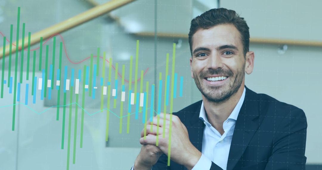 Confident Business Professional Amid Financial Graphs