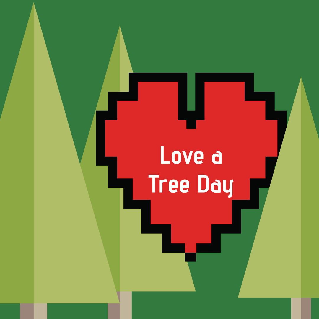 Pixelated Heart Celebrating Love a Tree Day