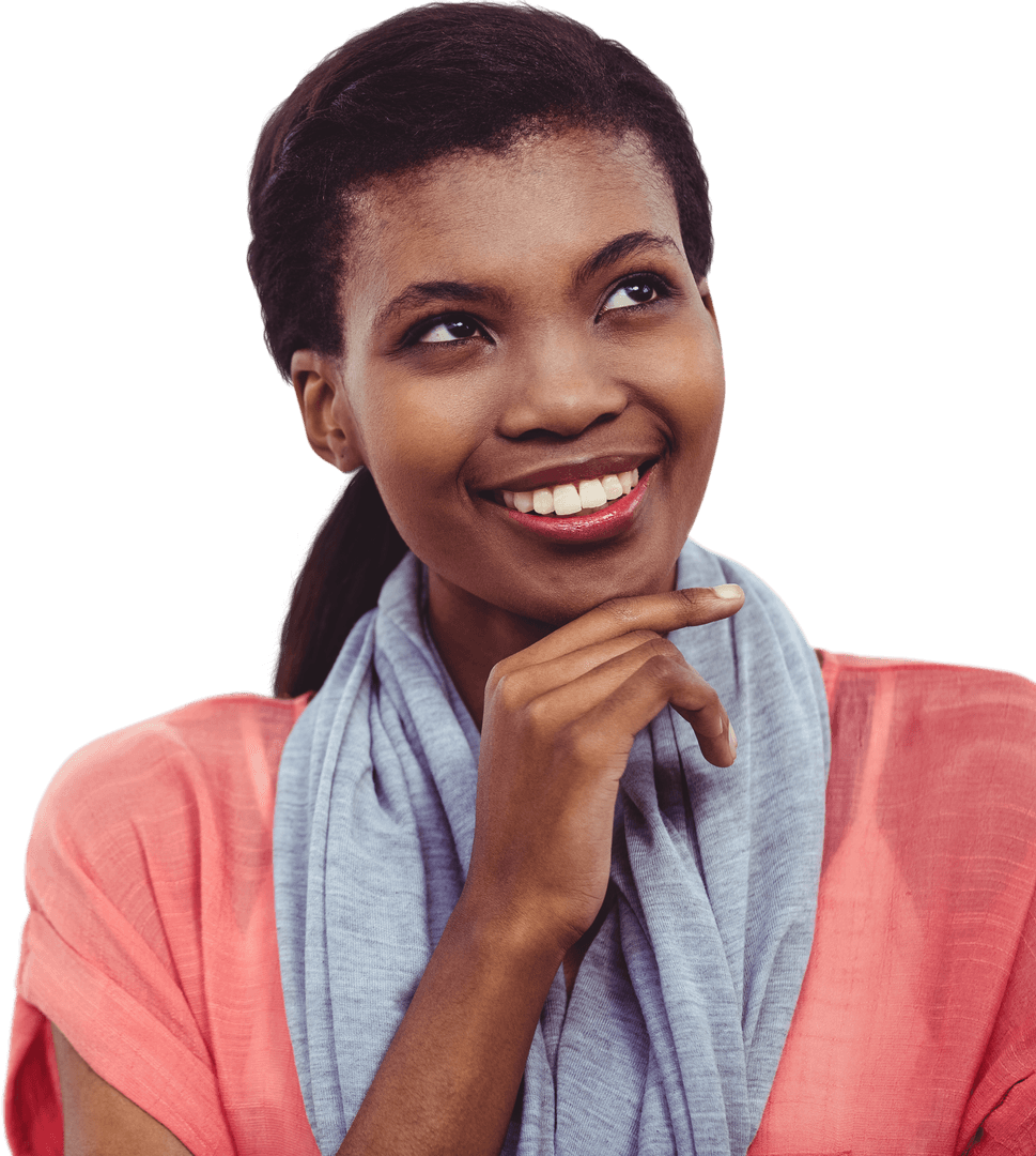 Smiling African American Woman in Thought
