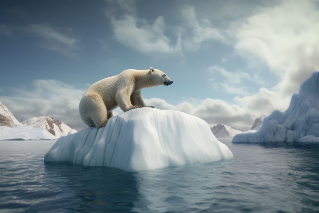Polarbear standing on iceberg at sea created using generative ai technology - Free Images, Stock Photos and Pictures on Pikwizard.com