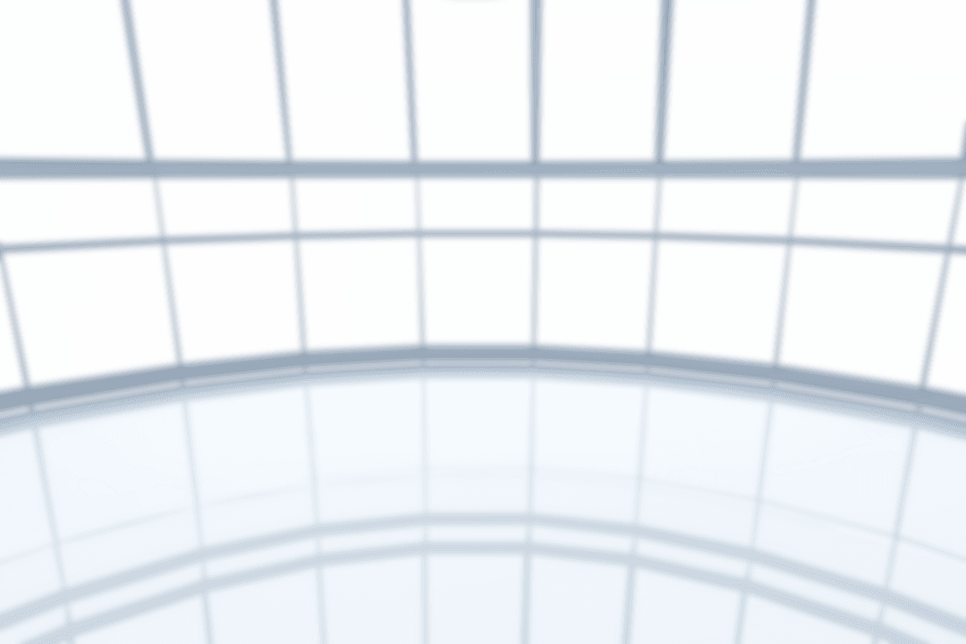 Transparent Curved Glass Windows in Modern Empty Room