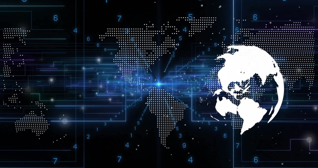 Digital Network and Globe on Futuristic Background